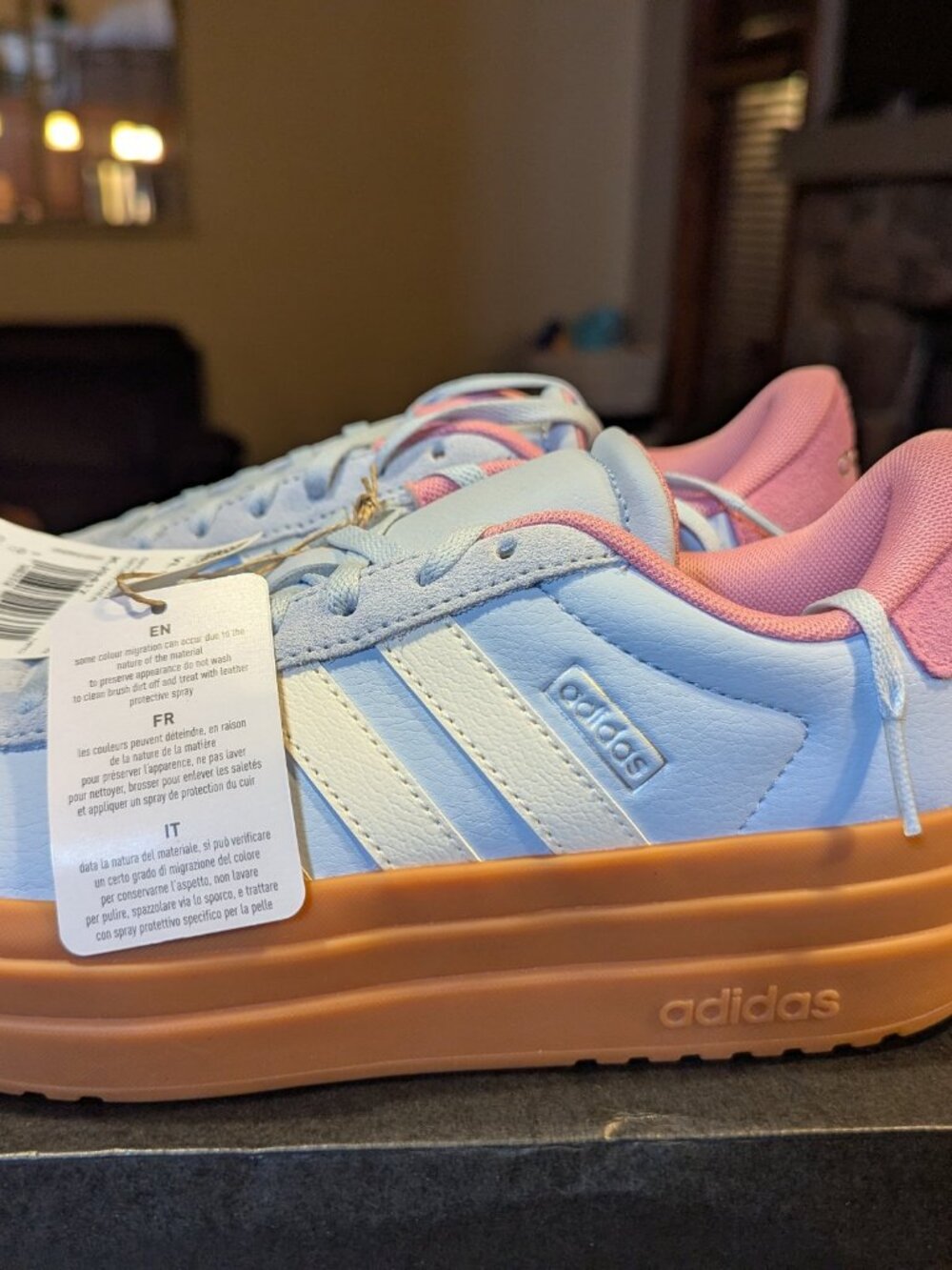 Adidas VL Court Bold J Youth 6.5 Light Blue Pink New in Box
